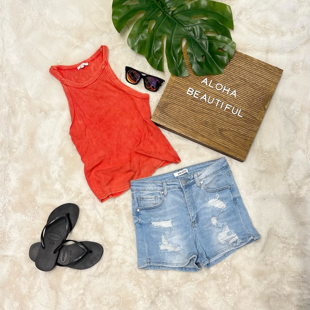 Nina Rossi Distressed Denim Shorts